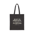 Tote Bag — "Built in Private, Seen in Purpose" Canvas Scripture Tote